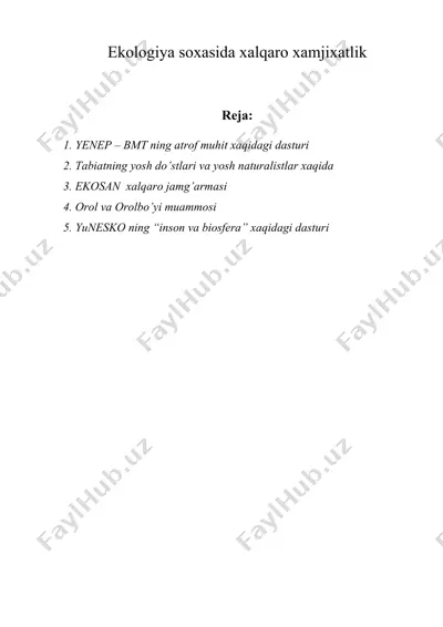 ekologiya soxasida xalqaro xamjixatlik — DOC