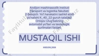 shahar ko’chalari va yo’llari tasnifi shaharlarni rivojlantirish sxemalari — PPTX