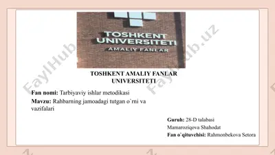 tarbiyaviy ishlar metodikasi — PPTX