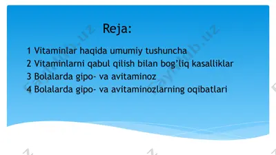 vitaminlar haqida tushuncha — PPTX