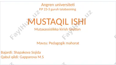 angren universiteti — PPTX