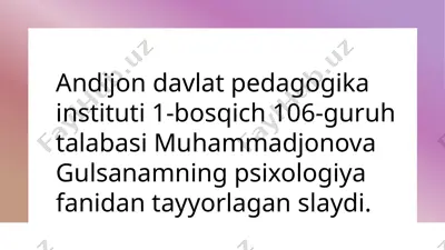 psixologiya fanidan tayyorlagan slayd — PPTX