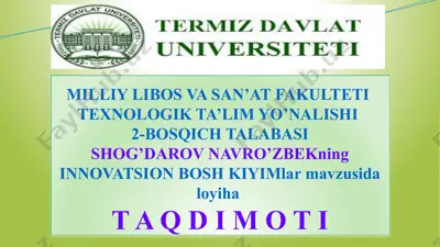innovatsion bosh kiyimlar — PPTX