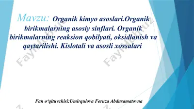 organik kimyo asoslari — PPTX