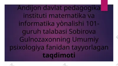 umumiy psixologiya fanidan taqdimot — PPTX