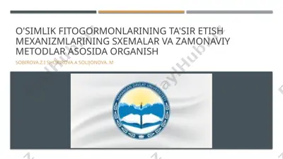 o'simlik fitogormonlari va ularning mexanizmlari — PPTX