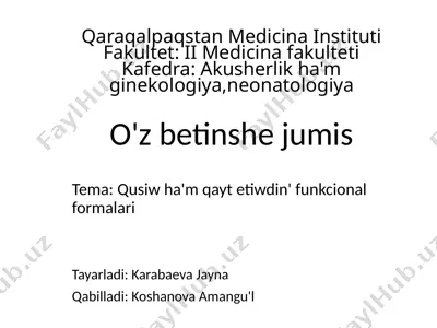 qusiw ha'm qayt etiwdin' funkcional formalari — PPTX
