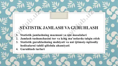 statistik jamlash va guruhlash — PPTX