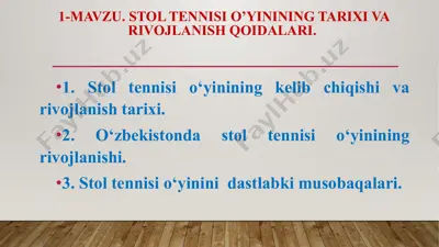 stol tennisi o'yini — PPTX
