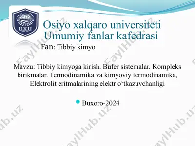 tibbiy kimyo — PPTX