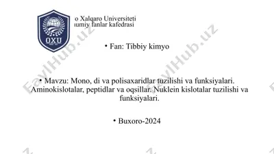mono, di va polisaxaridlar tuzilishi va funksiyalari. aminokislotalar, peptidlar va oqsillar. nuklein kislotalar tuzilishi va funksiyalari. — PPTX