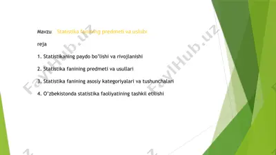 statistika fanining predmeti va uslubi — PPTX