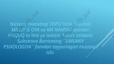 "umumiy psixologiya" — PPTX