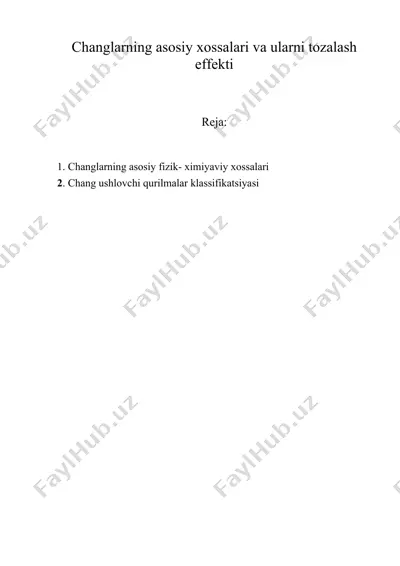 changlarning asosiy xossalari va ularni tozalash effekti — DOC