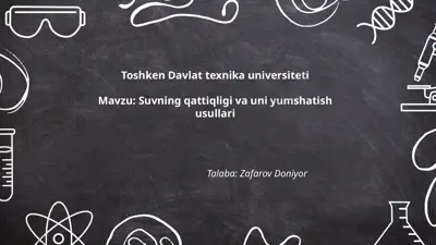 suvning qattiqligi va uni yumshatish usullari — PPTX