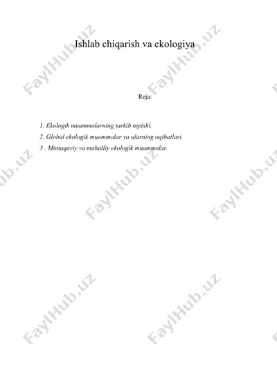 ishlab chiqarish va ekologiya — DOC
