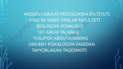 o'smirlar psixologiyasi — PPTX
