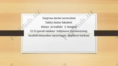 analitik kimyodan tayyorlagan taqdimot loyihasi — PPTX