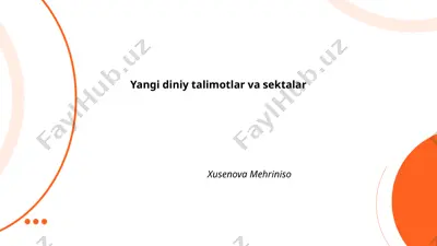 yangi diniy talimotlar va sektalar — PPTX