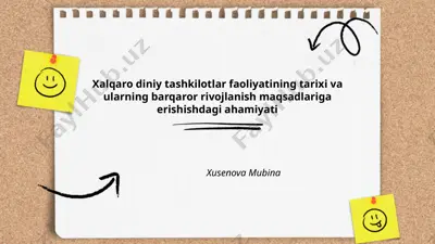 xalqaro diniy tashkilotlar faoliyatining tarixi va ularning barqaror rivojlanish maqsadlariga erishishdagi ahamiyati — PPTX