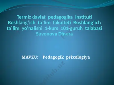pedagogik psixologiya — PPTX