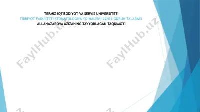 tish qattiq to'qimalarining nokarioz kasalliklari profilaktikasi — PPTX