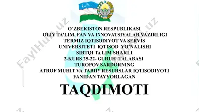 yerdan foydalanishning iqtisodiy, ekologik, ijtimoiy samaradorliklari — PPTX