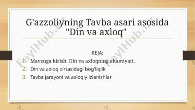 tavba asari asosida "din va axloq" — PPTX