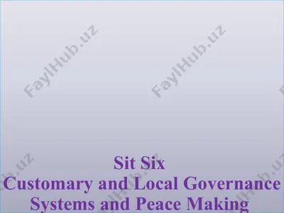 customary and local governance systems and peace making — PPTX