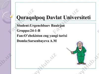 o'zbekiston eng yangi tarixi - mustaqillik yillarida o'zbekistonda yoshlarga oid davlat siyosati: yoshlar ittifoqi va uning foaliyati — PPTX
