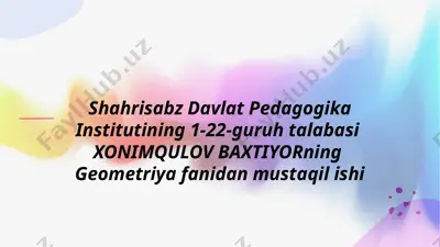 geometriya fanidan mustaqil ish — PPTX