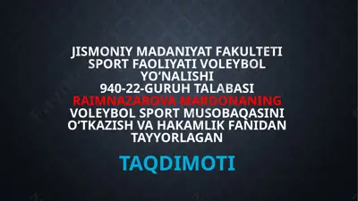 voleybol sport musobaqasi taqdimoti — PPTX