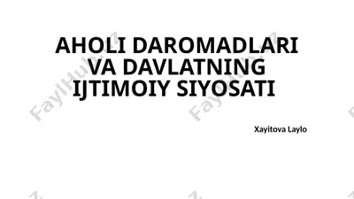 aholi daromadlari va davlatning ijtimoiy siyosati — PPTX