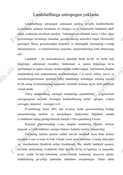 landshaftlarga antropogen yuklama — DOC