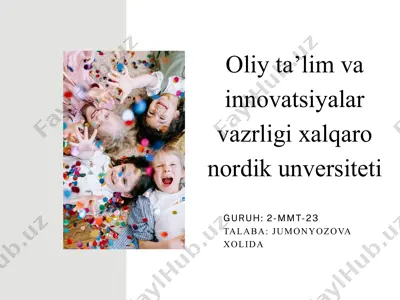 oliy ta’lim va innovatsiyalar vazirligi xalqaro nordik universiteti — PPTX