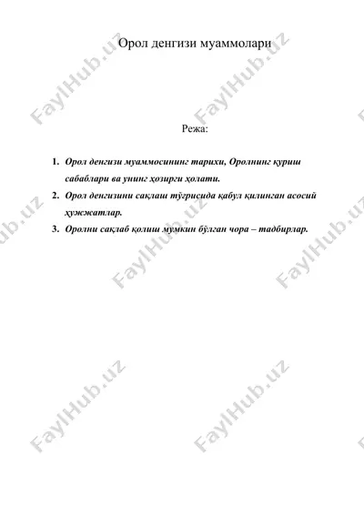 орол денгизи муаммолари — DOC