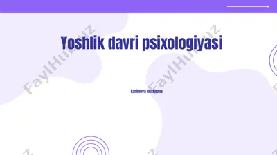 yoshlik davri psixologiyasi — PPTX
