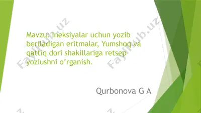 sirtga ishlatiladigan eritmalar — PPTX