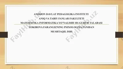 kichik davr psixikasi xususiyatlari — PPTX
