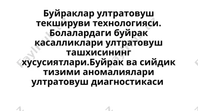 büyraqlar ultrasovush tekshiruvi texnologiyasi — PPTX