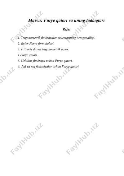 furye qatori va uning tadbiqlari — DOCX