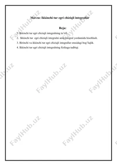 ikkinchi tur egri chiziqli integrallar — DOCX