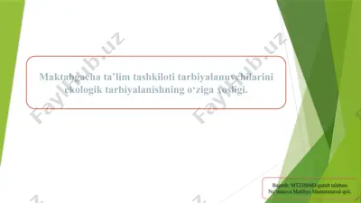 ekologik tarbiya berishning metodologik asoslari — PPTX