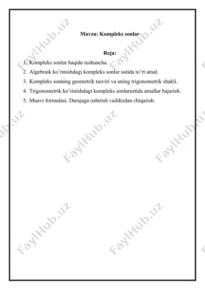 kompleks sonlar — DOC