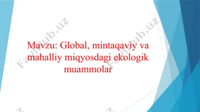 global, mintaqaviy va mahalliy miqyosdagi ekologik muammolar — PPTX