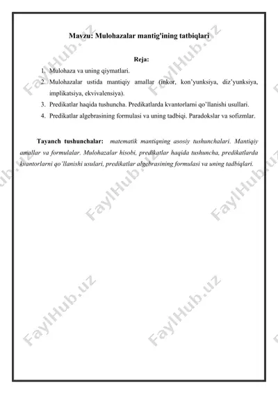 mulohazalar mantig'ining tatbiqlari — DOCX