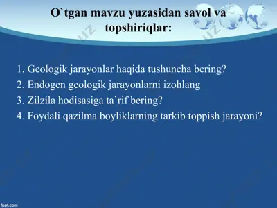 geologik jarayonlar haqida prezatsiya — PPT