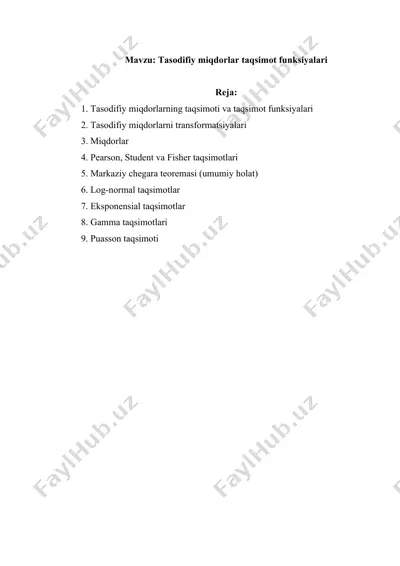 tasodifiy miqdorlar taqsimot funksiyalari — DOCX