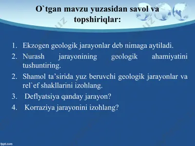 gidrosferaning geologik ishi — PPT