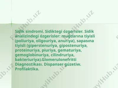 sidik sindromi haqida ma'lumotlar — PPT